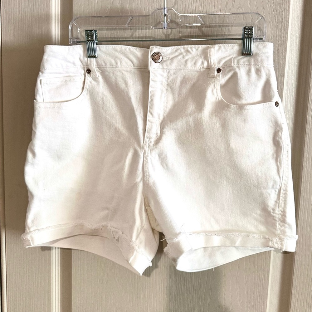 White denim cut-off shorts